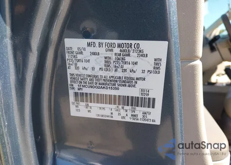 2010 Ford Escape Xlt из США, поврежденный, VIN 1FMCU9DG2AKD15350